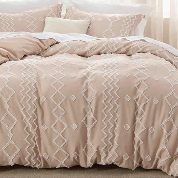 3 Piece Tufted Jacquard Duvet Cover Set - King - Picture 1 of 4